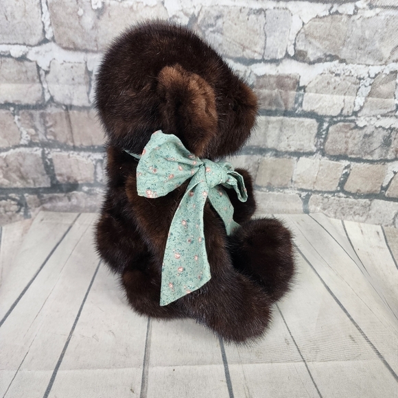 Vintage Handcrafted Genuine  Mink Fur Teddy Bear Jointed 19" Tall - Picture 6 of 16